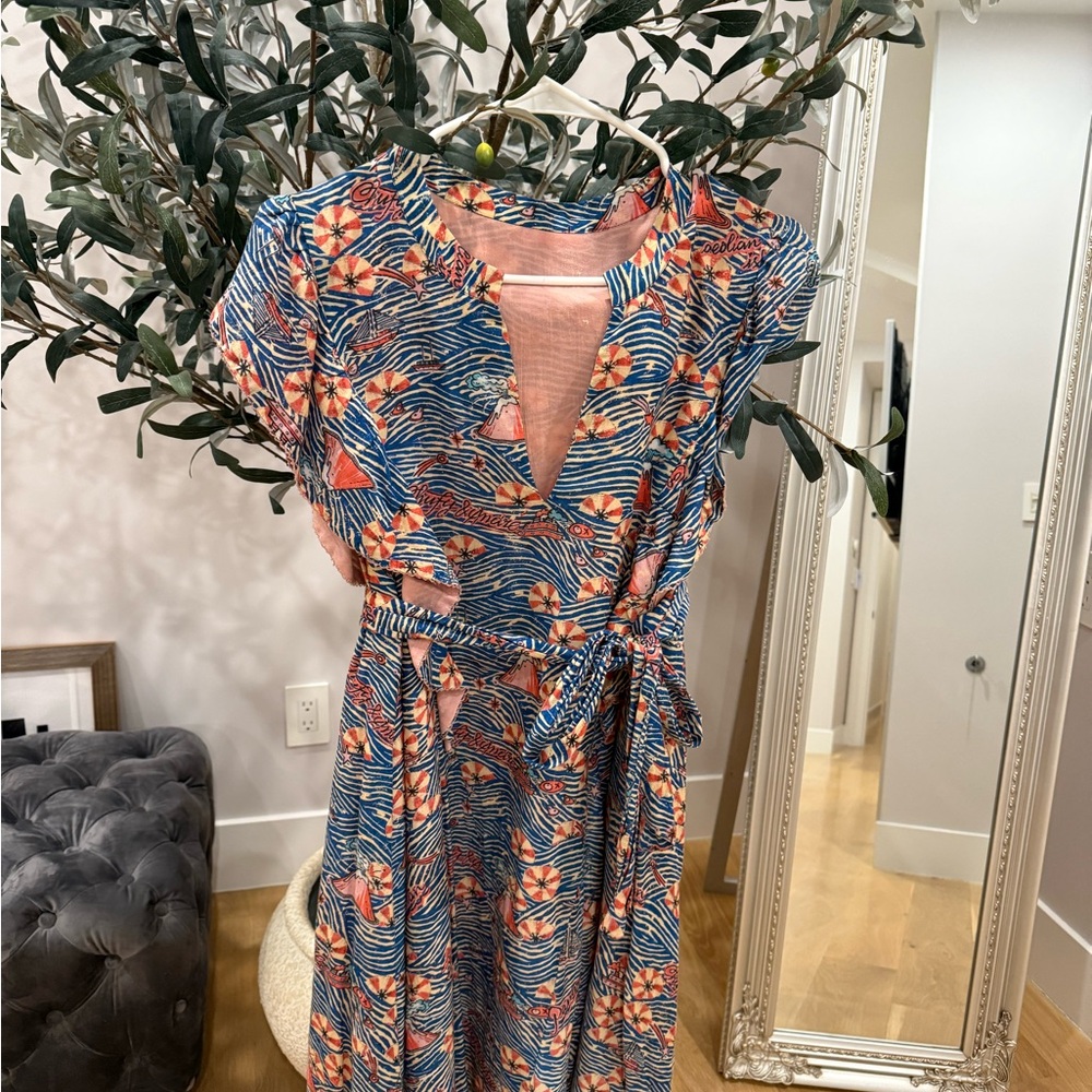 European Sun Dress Blue and Pink Dress